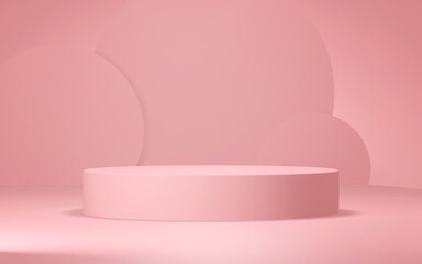 Podium abstract background. Geometric shape. Pink colors scene. Minimal 3d rendering. Scene with geometrical background. 3d render