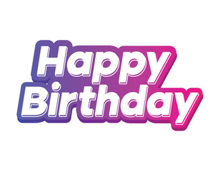 Happy birthday text effect 3D design editable. purple and pink gradations. vector illustration.