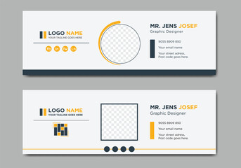 Business multi purpose Corporate Email signature template or email footer and personal social media cover design with an editable author photo place modern layout set two in one