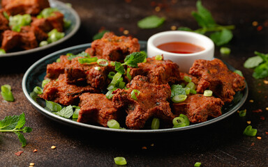 Thai Fish Cake Stars with chili deep and lime. Party food