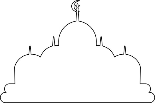 Mosque outline illustration. Islamic decoration. Islamic element