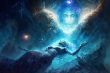 Lucid dreaming astral projection illustration generative ai