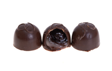 chocolate candies with liquor isolated