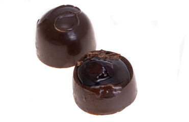 chocolate candies with liquor isolated