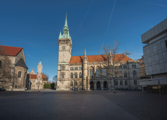 Fototapeta na wymiar Town Hall (Rathaus) at Domplatz Square - Braunschweig, Lower Saxony, Germany