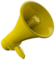 Yellow megaphone 3d render on isolate background