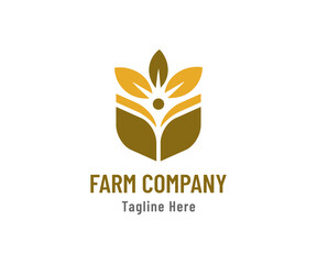 Green nature farm logo design template. Modern farm logo for company
