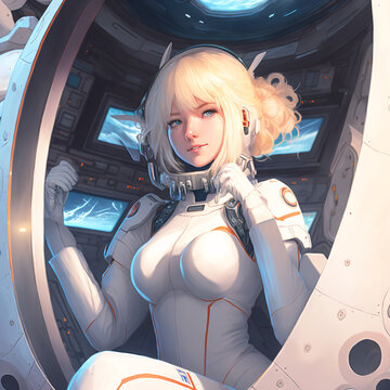 teenage anime blonde astronaut Generative AI