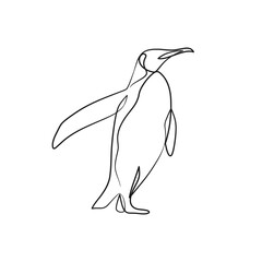 Penguin continuous one line art drawing