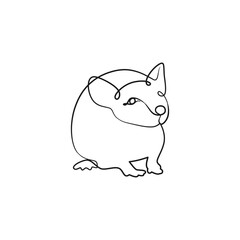 Rat mouse continuous one line drawing