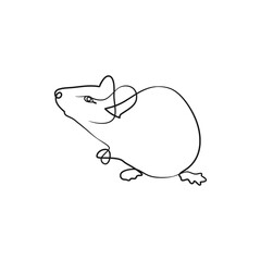 Rat mouse continuous one line drawing