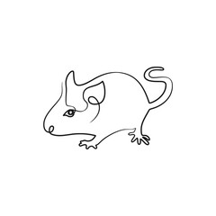 Rat mouse continuous one line drawing