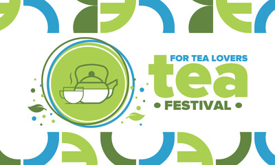Tea Festival. For tea lovers. Event for professionals in the tea industry. Tea ceremony. Delicious leaf tea. Cafes and restaurants. Trainings for baristas from staff schools. Creative Illustration