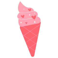 Ice Cream Valentine Sticker Color 2D Illustration