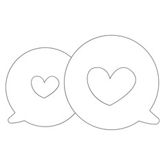Chat Love Valentine Sticker Outline 2D Illustration
