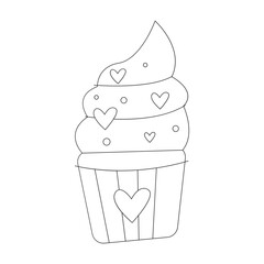 Cake Valentine Sticker Outline 2D Illustration