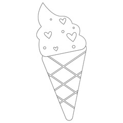 Ice Cream Valentine Sticker Outline 2D Illustration