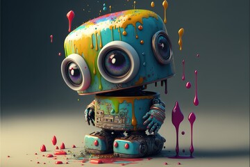 Creative robot with paint, AI Art