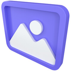 3d Gallery icon in Purple color, for UI, poster, banner, social media post. 3D rendering