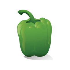 3D green pepper in simple style. Clipart image vector illustration.