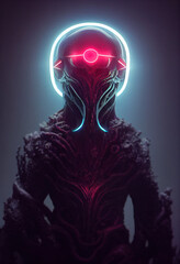 photo manipulation of alien in another planet 