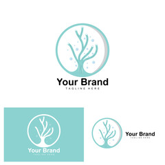 Obraz premium Coral Logo, Sea Plants Place Marine Animals, Ocean Vector, Seaweed Icons