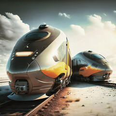 Fototapeta premium Green energy transport system - future train design - generated with AI