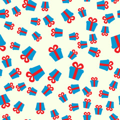 Vivid seamless repeating pattern of blue giftbox for wallpapers, textile, fabric and other surfaces