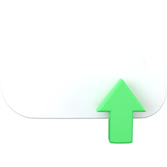 3d Upload Cloud Icon on White, for UI, poster, banner, social media post. 3D rendering
