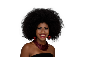 portrait of a afro woman black power hair