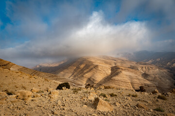 landscape of the Jordan desert with the sky