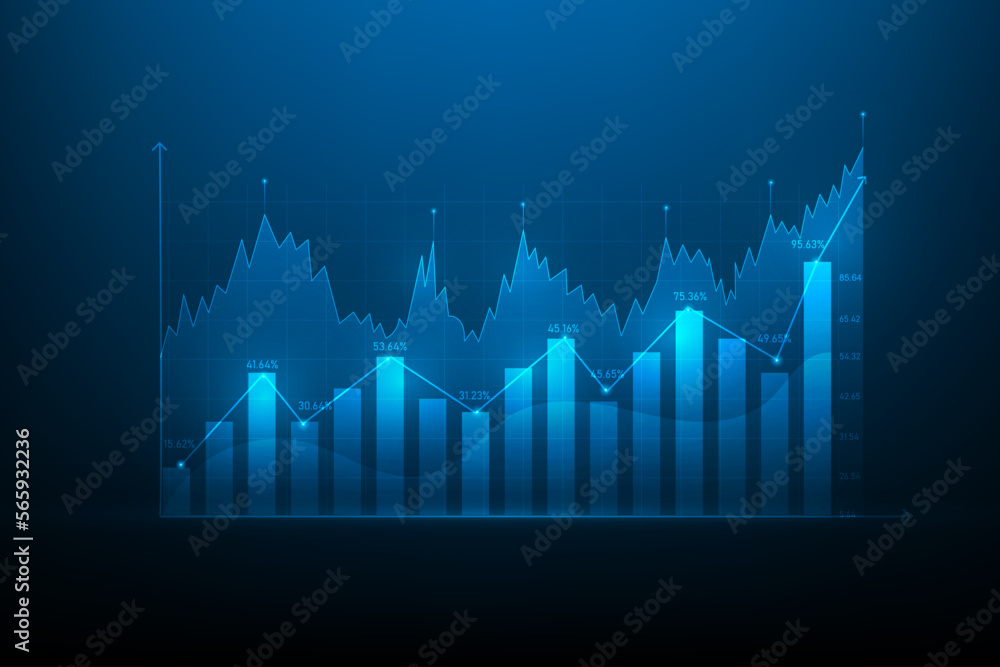 Canvas Prints business stock graph increase arrow up digital technology on blue dark background. stock marketing i