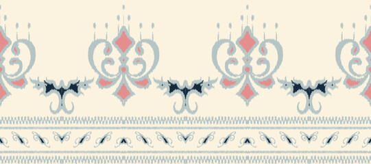 African Ikat paisley embroidery. Ethnic ikat vector African Ikat paisley embroidery. Batik textile seamless pattern digital vector design for Print saree Kurti Borneo Fabric border brush party wear