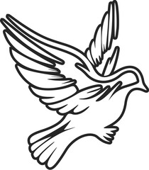 Minimalistic black and white dove logo. Ideal for a wide range of industries.