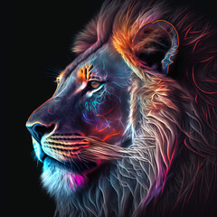 lion, neon, generative AI