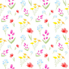 Cute watercolor flowers on a white background