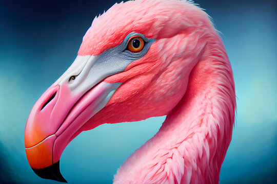 pink flamingo portrait. Generative AI