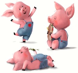 Cute cartoon pigs collection - 565934884