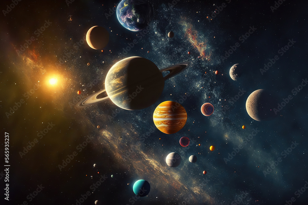 Wall mural planet in space.generative ai