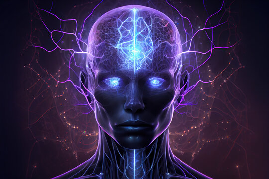 artificial intelligence. extraterrestrial intelligence. alien humanoid. 3d illustration. Generative AI