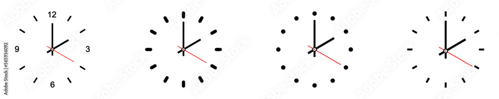 Poster set of clock icons vector on white background. black round time icon. vector 10 eps.