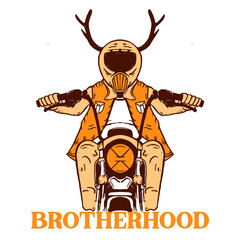 Fototapeta premium Illustration vector graphic of BROTHERHOOD DEER HELMET suitable for logo product also for design merchandise