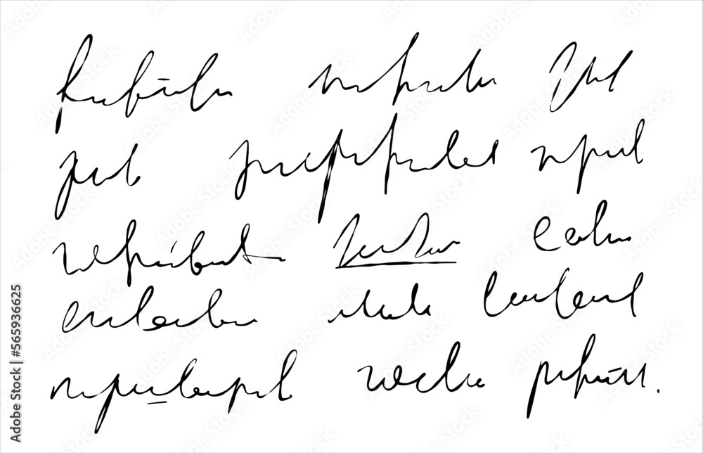 Poster handwritten unreadable text. abstract illegible handwriting of fictional language. incomprehensible 