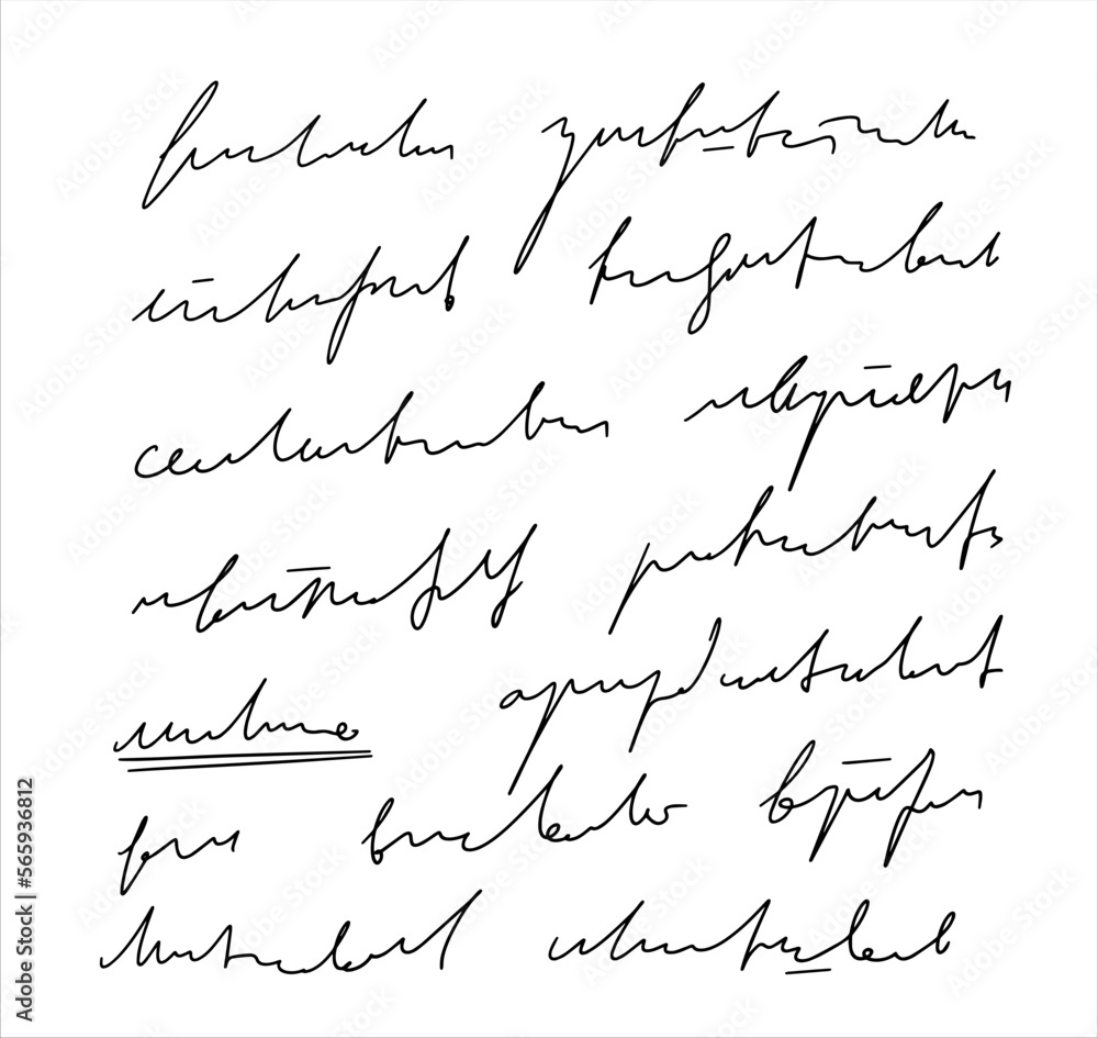 Poster handwritten unreadable text. abstract illegible handwriting of fictional language. incomprehensible 
