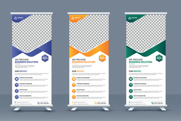 Corporate business roll up banner template or stand banner design, exhibition event banner