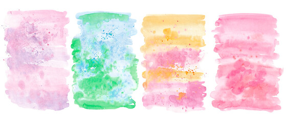 Painted watercolor blots. Watercolor spots. Set of watercolor strokes. Elements for postcards. For design and creation. Artistic.