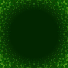 St Patrick's Day flying clover circle frame background dark green template design vector