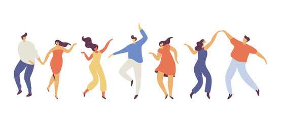 Dancing people silhouette flat vector set. Party. .