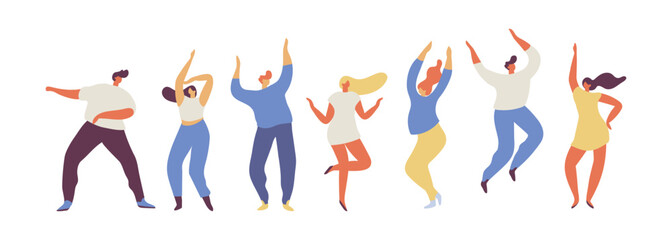 Dancing people silhouette flat vector set. Party. .