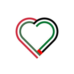 unity concept. heart ribbon icon of hungary and united arab emirates flags. vector illustration isolated on white background